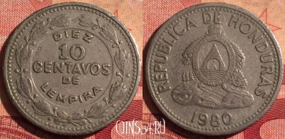 Гондурас 10 сентаво 1980 года, KM# 76.2, 235i-068