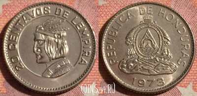 Гондурас 20 сентаво 1973 года, KM# 81, 374-096