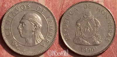 Гондурас 20 сентаво 1990 года, редкая, KM# 83, 426-030