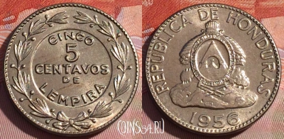 Гондурас 5 сентаво 1956 года, KM# 72, 153b-012