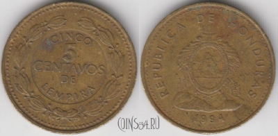 Гондурас 5 сентаво 1994 года, KM# 72.3, 131-074