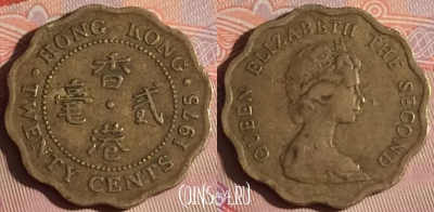 Гонконг 20 центов 1975 года, KM# 36, 335-103