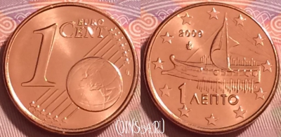 Греция 1 евроцент 2009 года, KM# 181, UNC, 277j-052