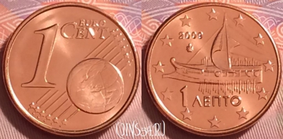 Греция 1 евроцент 2009 года, KM# 181, UNC, 277j-057