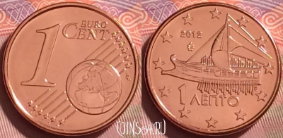 Греция 1 евроцент 2012 года, KM# 181, UNC, 276j-094