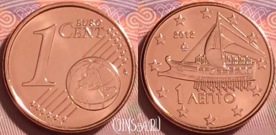 Греция 1 евроцент 2012 года, KM# 181, UNC, 277j-084