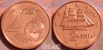 Греция 2 евроцента 2008 года, KM# 182, UNC, 279j-085