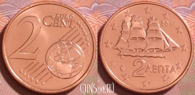 Греция 2 евроцента 2011 года, KM# 182, UNC, 277j-025