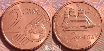 Греция 2 евроцента 2017 года, KM# 182, UNC, 277j-101