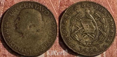 Гватемала 1 сентаво 1954 года, KM# 259, 120s-072