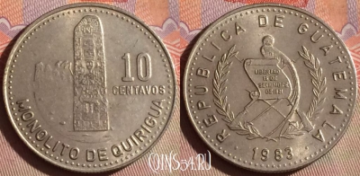 Гватемала 10 сентаво 1983 года, KM# 277, 290f-037
