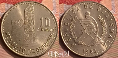 Гватемала 10 сентаво 1983 года, KM# 277, 421-057
