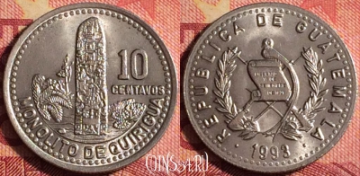 Гватемала 10 сентаво 1993 года, KM# 277, 164j-136