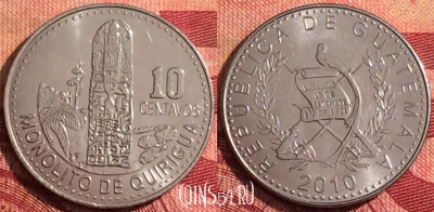 Гватемала 10 сентаво 2010 года, KM# 277.6, 281i-021