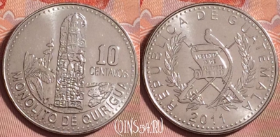 Гватемала 10 сентаво 2011 года, KM# 277.6, 203k-093