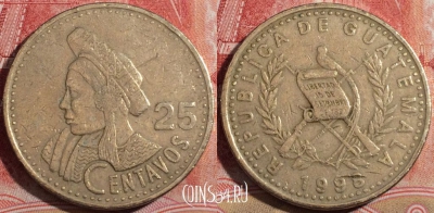 Гватемала 25 сентаво 1998 года, KM# 278, 221-015