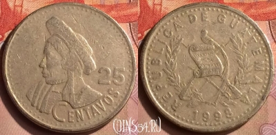 Гватемала 25 сентаво 1998 года, KM# 278, 419-129