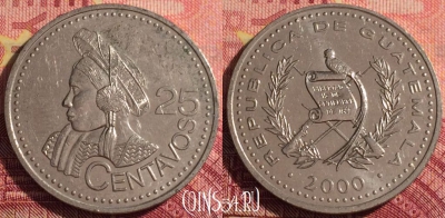 Гватемала 25 сентаво 2000 года, KM# 278, 295i-118