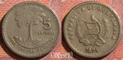 Гватемала 5 сентаво 1975 года, KM# 270, 346-075