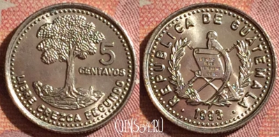 Гватемала 5 сентаво 1993 года, KM# 276, 079i-077