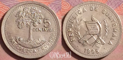 Гватемала 5 сентаво 1995 года, KM# 276, 148j-015