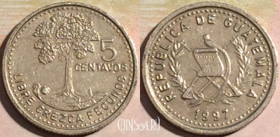 Гватемала 5 сентаво 1997 года, KM# 276, a133-083