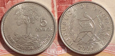 Гватемала 5 сентаво 2009 года, KM# 276.6, 258-021