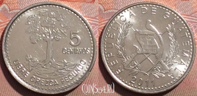 Гватемала 5 сентаво 2011 года, KM# 276.6, 240a-132
