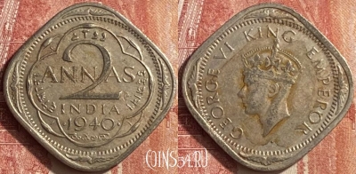 Индия (Британская) 2 анны 1940 года, KM# 541, 453o-053
