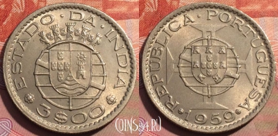 Индия (Португальская) 3 эскудо 1959 года, KM# 34, 243a-037