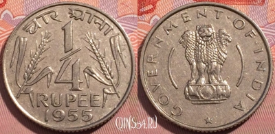 Индия 1/4 рупии 1955 года, KM# 5.3, a064-027