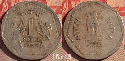 Индия 1 рупия 1983 года, Калькутта, KM# 79.1, 091b-141