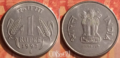 Индия 1 рупия 1997 года, Mo Мехико, KM# 92.2, 098n-065