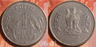 Индия 1 рупия 1997 года, Mo Мехико, KM# 92.2, 127o-054