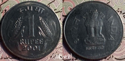Индия 1 рупия 2001 года, см. состояние, 51-142