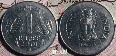 Индия 1 рупия 2001 года, см. состояние, 59-007