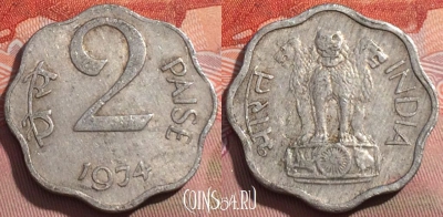 Индия 2 пайса 1974 года, Калькутта, KM# 13.6, 255a-033