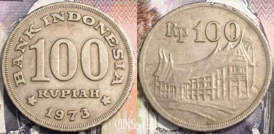 Индонезия 100 рупий 1973 года, KM# 36, 136-008