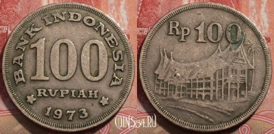 Индонезия 100 рупий 1973 года, KM# 36, 206-037