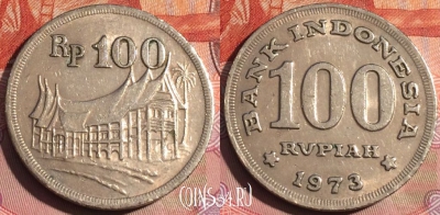 Индонезия 100 рупий 1973 года, KM# 36, 249a-057