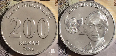 Индонезия 200 рупий 2016 года, UNC, 161-103