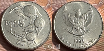 Индонезия 25 рупий 1994 года, KM# 55, 159s-091