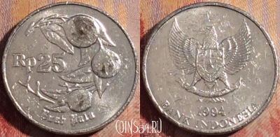 Индонезия 25 рупий 1994 года, KM# 55, 160a-053
