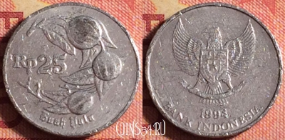 Индонезия 25 рупий 1994 года, KM# 55, 163j-119