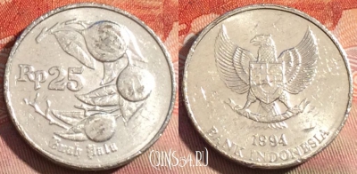 Индонезия 25 рупий 1994 года, KM# 55, 278a-011