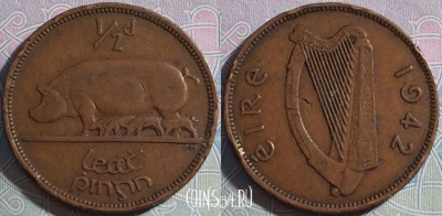 Ирландия 1/2 пенни 1942 года, KM# 10, a069-098