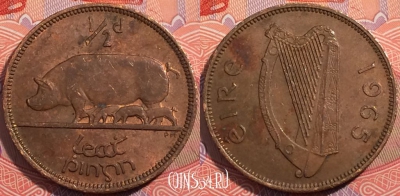 Ирландия 1/2 пенни 1965 года, KM# 10, a074-040