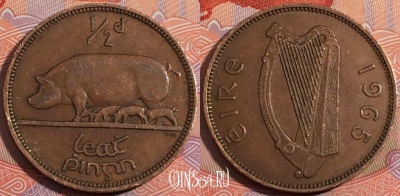 Ирландия 1/2 пенни 1965 года, KM# 10, a135-051
