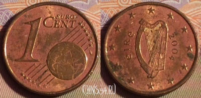 Ирландия 1 евроцент 2004 года, KM# 32, 253b-056