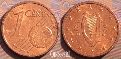 Ирландия 1 евроцент 2008 года, KM# 32, 112c-083